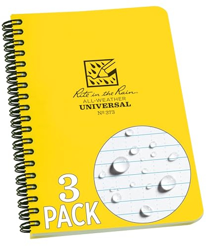 Rite in the Rain Allwetter-Notizbuch mit Spiralbindung 3 Pack Gelb, 4.625 x 7