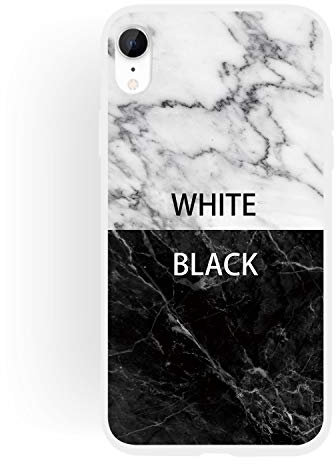 HopMore Marble Case for iPhone XR Silicone Beautiful Design Soft Gel Shockproof Protective Cover for iPhone XR Slim Bumper Funny Pattern for Girls Women Men - Black White