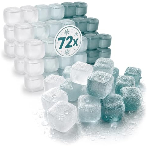 com-four® 72x Återanvändbara Isbitar i Flera Färger | Färgglada partyisbitar som kyler drycker utan att späda ut dem [utbudet varierar]