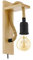 EGLO Wandlampe Rampside, 1 flammige Vintage Wandleuchte im Industrial Design, Wandspot aus Stahl und Holz, Farbe: Schwarz, braun, Fassung: E27, inkl. Kabelschalter