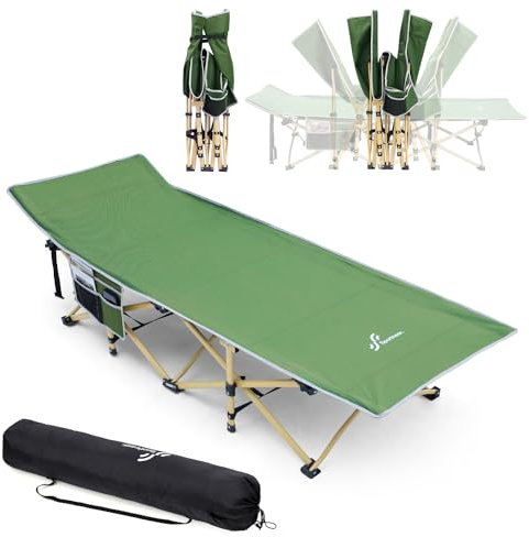 Sportneer Feldbett Gästebett Klappbar, Feldbett Klappbar 188 x 71 x 37 cm bis 204 kg Campingbett Extra Breit mit Transporttasche für Camping Reisen Garten Outdoor Indoor (Grass Green)