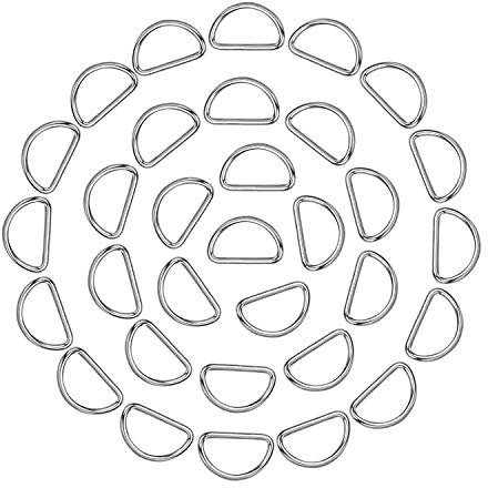 Trimming Shop D-Ring-Verschlüsse aus nicht geschweißtem Metall, strapazierfähig, für Handtasche, Gurtband, Geldbörse, Hundehalsbänder, Gürtel, DIY-Projekte, 15 mm, Silber, 20 Stück