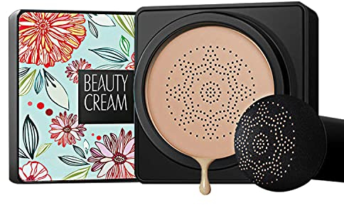 GL-Turelifes Pilzkopf Luftpolster Foundation CC Creme Wassergefühl Makellos BB Creme Feuchtigkeitsspendende Ölkontrolle, Leichtgewicht & Glättung Natürlicher Concealer (Elfenbeinweiß)