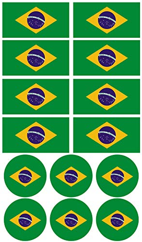 28 Aufkleber der Flagge Brasiliens. Aufkleber für Fahrräder, Motorräder, Zubehör (BRASILIEN)