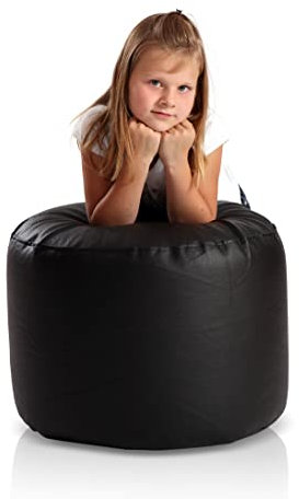 Ecopuf Point | Pouf Sitzhocker 55x40 aus Kunstleder | Pouf Hocker Runder Sitzpouf | Indoor und Outdoor als Fußhocker Yoga-Sitzkissen, Meditationskissen geeignet | Mit Polystyrol Füllung (EPS Perlen)