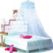 BCBYou Prinzessinnen-Betthimmel, Moskitonetz, runde Spitze, Kuppel für Doppelbetten und Queen-Size-Betten, Kinderbett mit Jumbo-Haken (hellblau)