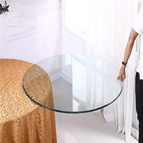 ZH-1 Tablero Vidrio Templado para Mesa 40cm/50cm/60cm/70cm/80cm, Tablero Superficie de Mesa Cristal Redonda Transparente, 8 mm Seguridad Robusta