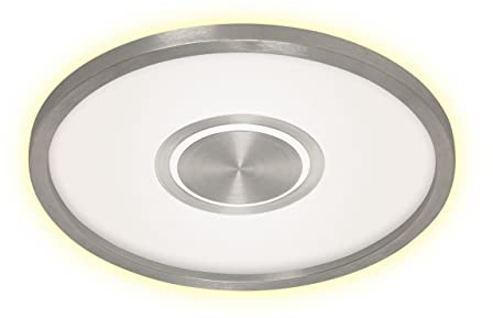 BRILONER Leuchten - LED Deckenleuchte, Deckenlampe inkl. Backlight-Effekt, 22 Watt, 3.000 Lumen, 3.000 Kelvin, Weiß/Matt-Nickel, 425x36mm (DxH)