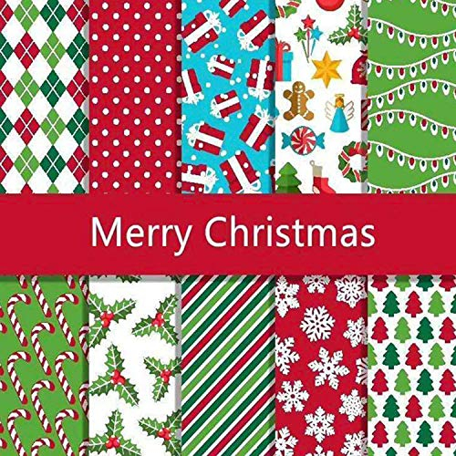 Weihnachten Muster Baumwollstoff, Bprtcra Stueck Muster Baumwollstoff Stoffpakete Patchwork Stoffe Baumwolle Stoffreste Paket Stoffpakete, für DIY-Dekorationen, 50 x 50cm (10 Stück - Type-B)