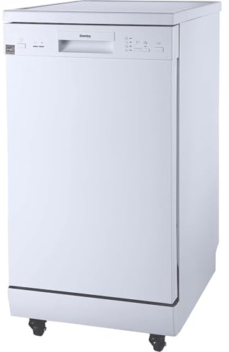 Danby DDW1805EWP 18 Wide Portable Dishwasher in White 8 Place Setting Small Kitchens Easy Roll Castors