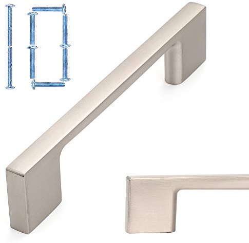 Koofizo Breiter Fußschrankgriff – matt gebürstetes Nickel, Möbelgriff, 96 mm Schraubenabstand, 10 Stück für Küchenschranktür, Schlafzimmer, Kommode, Schublade, Badezimmer-Garderoben.
