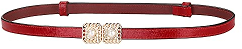 Allegra K Damen Vintage Interlock Schnalle Dünner Taillengürtel Gürtel 0,55 Zoll Breite Weinrot For waist 51-92cm/20-36