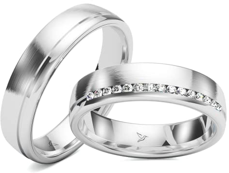 Kolibri Rings Silber Paarpreis Eheringe Rhodiniert 15 Zirkonia Steine Trauringe Partnerringe Freundschaftsringe - Gravur und Etui