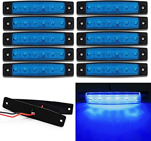AZHU Seitenmarkierungsleuchten, LKW-Seitenleuchten10pcsAuto-Markierungsleuchten Auto-Seitenblinker Lichter 6SMD LED-Seitenlicht vorne hinten Positionsleuchten 24V für Auto Camper Van (10 pcs, Blau)