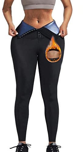 Gewichtsverlust Shorts Sauna Effekt Sporthose Abnehmen Hosen Laufhose Jogginghose Hot Thermo Sweat Schwitzhose Trainingshose Fettverbrennung Hose Hohe Taille Bauchkontrolle Bodyshaper (M,Blau lang)