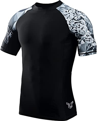 HUGE SPORTS Rash Guard a Maniche Corte da Uomo Maglietta Sportive T-Shirt Piscina Running Giaguaro S