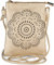styleBREAKER Damen Mini Bag Umhängetasche mit Blumen Lasercut Cutout Muster und Strass, Schultertasche, Handtasche 02012367, Farbe:Gold