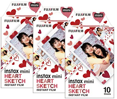 instax Fujifilm Instax Mini Heart Sketch Photo Film - 30 Shot Pack