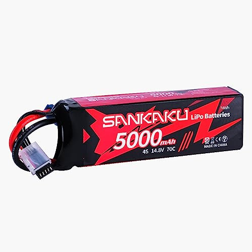SANKAKU 5000mAh 4S Batterie Lipo 14,8V 70C Prise EC5 pour RC Buggy Véhicules Voiture Camion Réservoir Bateau Hobby