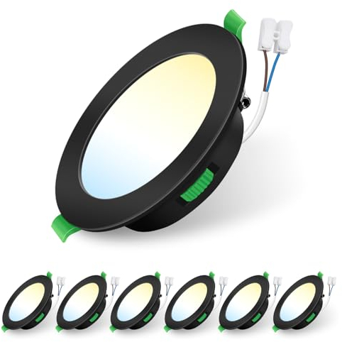 ALUSSO LIGHTING 7W LED Einbaustrahler 230V,Einbaustrahler Led Dimmbar,Deckenspots 550 Lumen,3CCT 3000K 4000K 6500K Einstellbar Einbauleuchten,IP44 Deckenstrahler für Badezimmer,Küche, 6er Set,Schwarz
