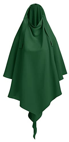IDOPIP Khimar Kopftuch Damen Hijab Muslim Chiffon Dreieck Lang Burka Arabien Islamische Dubai Middle East Turban Schals NiqabKörperabdeckung Grün