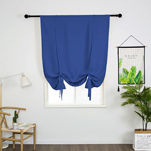 SIMPVALE Raffgardinen Verdunkelung Kurz mit Raffgardinen Wärmeisoliert Verdunkelungsvorhang mit Stangentaschenrollo für Schlafzimmer Wohnzimmer Küche (Blau, 100*120cm)