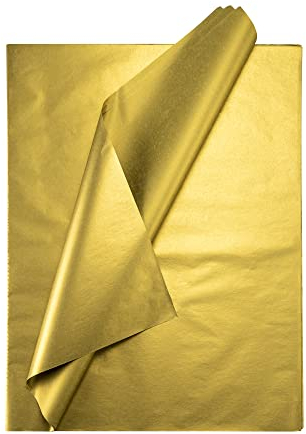 Seidenpapier bunt – 50 Blatt – 50 x 75 cm – Verpackungsmaterial für Kerzen, Kleidung, Seife – als Bastelpapier, Geschenkpapier – Hochzeit, Weihnachten – Füllmaterial in Versandkartons – GOLD