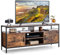 COSTWAY Meuble TV Industriel, Meuble Télé AVCE 2 Placards à Porte et 4 Compartiments, Meuble pour TV jusqu'à 65 Pouces pour Salon, Chambre, Salle, Marron Rustique, 147 x 40 x 62 cm