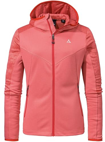 Schöffel Damen Fleece Hoody Svardalen L, schnell trocknende Fleecejacke mit Kapuze, funktionaler Outdoor Hoody, mit Reißverschluss-Taschen und elastischem Saum