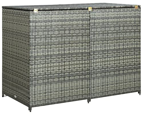 BULANED Double Wheelie Bin Shed, Privacy Screen Cover, Wheelie Bin Storage, Wheelie Bin Hideaways, Wheelie Bin Covers, Wheelie Bin Store, Poly Rattan Anthracite 148x77x111 cm