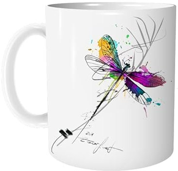 Tasse Kaffeetasse mit Libelle - personalisierbar - Keramiktasse Tier Natur Bürotasse Arbeit Büro - Geschenkidee für Freundin Kollegen - zAcheR-fineT