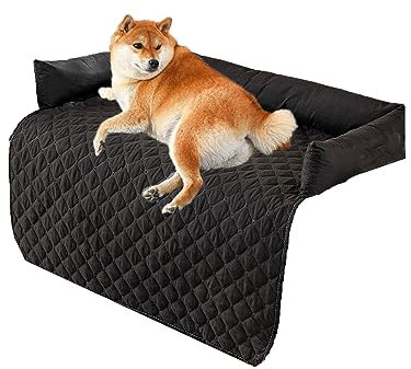 Kongdson Comfy Hundebett für Schlafsofa, weich, wasserdicht, Katzen- und Hundekissen, Sofaschutz, rutschfest, waschbar, 90 x 120 cm, Schwarz
