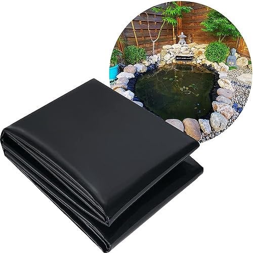 SEVSO HDPE Teichfolie 2X4m 3X6m 4X4m 5X5m 6X9m 8X10m, Schwarz Teichfolien, Flexibel Gartenteiche Dichtungsfolie Teichmembran Folie Für Fischteiche, Brunnen, Wassergarten Und Wasserfall,8 * 10m