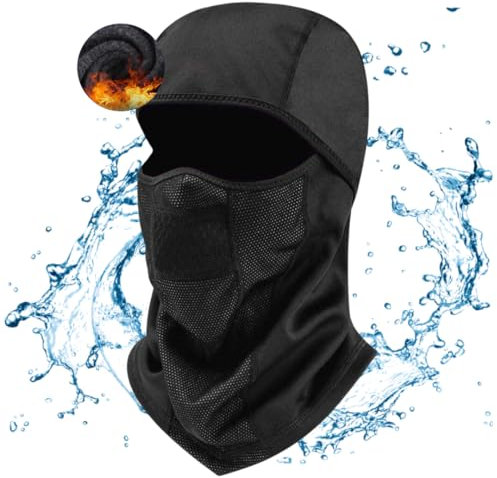Pyrafox Herren & Damen Wasserdicht Sturmhaube - Winter Balaclava Mütze Helm Haube Maske für Ski Fahrrad Motorrad - Optimaler Schutz & Komfort Schwarz