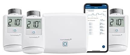 Bundle aus Homematic IP Access Point, Smart Home Gateway mit kostenloser App und Sprachsteuerung über Amazon Alexa + 3x Smart Home Heizkörperthermostat, einfache Installation, Energie sparen