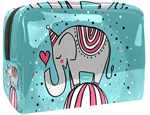 Niedlicher Elefanten-Kosmetiktasche für Damen, Reise-Kulturbeutel, groß, PVC, praktische Tasche, Organizer mit Reißverschluss, multi, 18.5x7.5x13cm/7.3x3x5.1in, Kulturbeutel