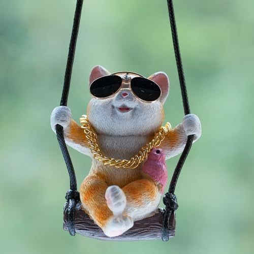 AutoZubehör zum Aufhängen, Auto Anhänger Kätzchen Swinging Auto-Spiegelaufhängung Car Accessories Auto Rückspiegel Nette Innen Dekoration Hänge Ornament Spiegel Charms Zubehör Lustige Geschenke