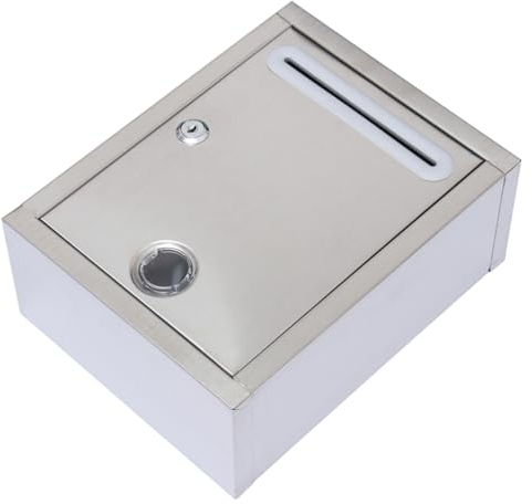 Mikikit Edelstahl-briefkasten Mit Standfuß Kleiner Vorschlagskasten Beschwerdebriefkasten Aus Gebürstetem Edelstahl Und Langlebig Für Unternehmen