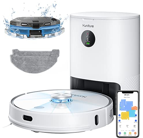 HONITURE Saugroboter mit Wischfunktion, Staubsauger Roboter Q6 Pro 3500Pa mit Lasernavigation Saugroboter mit Absaugstation 250Min Laufzeit App Steuerung ideal für Tierhaare Teppich Hartboden