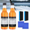 Car Glass Oil Film Stain Removal Cleaner, 2pcs 150ML Cleaner for Windscreen, Windshield, Window Cleaning, Mirrors and More, Car Mounted Glass Oil Film Remover With towel and sponge