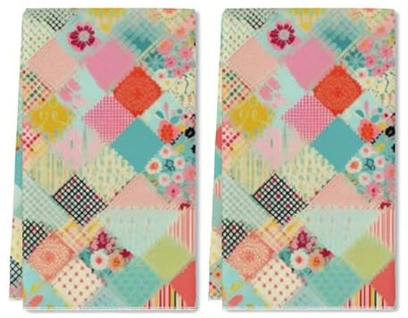 Geroclonup Geschirrtücher, 40 x 60 cm, bunte Collage, Plaid, Blume, Boho-Muster, dekorative Küchentücher, Handtücher, Waschlappen für Zuhause, Mutter, Frauen, Geschenke, Muttertagsdekorationen,