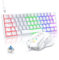 TECURS Ensemble Clavier et Souris Gamer Mécanique Filaire AZERTY, 60% Mini Clavier Souris Gaming Rétroéclairé USB, Souris Gamer RGB 7200 DPI pour PC PS5 Xbox Win, Switch Bleu, Anti-Ghosting, Blanc