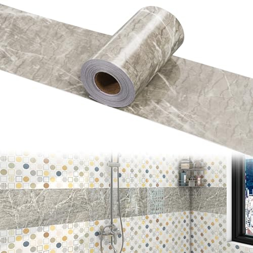 Weichsockelleiste,PVC Bodenbelag Selbstklebende Fliesen,Vinylboden Bodenfliesen,Breit Flexible Knickleiste,Wasserdichte ölbeständig Schneidbar Bodenaufkleber für Bettzimmer,Küche (Marmor, 5m*10cm)