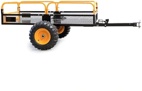 Wiltec Remorque basculante – 2100 x 1200 x 70 mm – capacité 450 kg – en Acier – avec Grille et Parois Amovibles – pour Tondeuse autoportée ATV Jardinage Transport