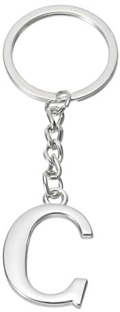 PATIKIL Porte-Clés avec Initiale, Pendentif de Lettre C, Porte-Clés DIY pour Sac à Dos, Décoration pour Hommes et Femmes, Cadeaux de Fête, Argenté