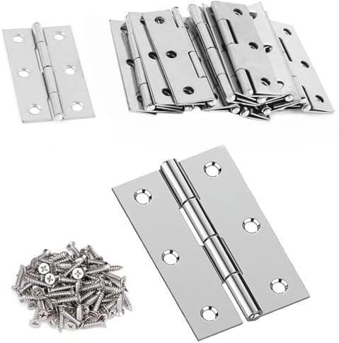 VOCIBO® 10 Stück Scharniere Klappbar Edelstahl 44mm × 31mm mit 60 Stück Schrauben, Edelstahl Scharnier Klavierband Scharnieren Klein Scharnierband, Türscharnier für Türen Fenster Schränke