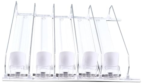 Drink Organizer, Adjustable Push Rod Slide Rail Soda Can Dispenser, Spring Loaded Beverage Rack for Fridge, Ideal for Beer 38cm (White)