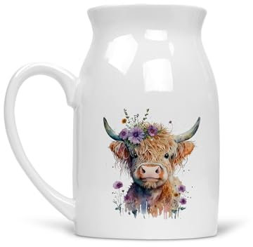 Charming Highland - Jarra de leche de vaca versátil o jarrón, vaca 6