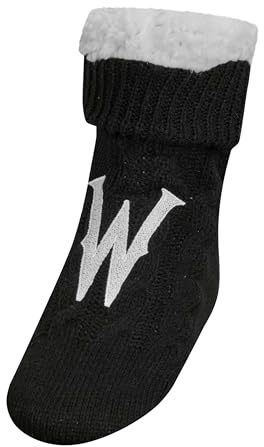 Wednesday Addams Socken Damen 35-42, Kuschelsocken mit ABS Sohle, Warme Haussocken für Frauen & Mädchen, Die Addams Family Lizenzartikel, Weiche Wintersocken mit Fleece-Futter, 1 Paar