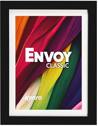 Kenro Envoy Classic Black PVC Picture Frame - PVC Plastic Photo Frame with White Mat for 6x4 / 10x15cm Photographs (Frame Size 7x5 / 13x18cm) - EVC1015B